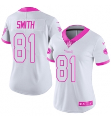 Women's Nike Tennessee Titans #81 Jonnu Smith Limited White/Pink Rush Fashion NFL Jersey