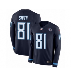 Youth Nike Tennessee Titans #81 Jonnu Smith Limited Navy Blue Therma Long Sleeve NFL Jersey