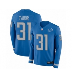 Men's Nike Detroit Lions #31 Teez Tabor Limited Blue Therma Long Sleeve NFL Jersey