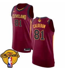 Men's Nike Cleveland Cavaliers #81 Jose Calderon Authentic Maroon 2018 NBA Finals Bound NBA Jersey - Icon Edition