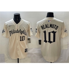 Men's Philadelphia Phillies #10 J.T. Realmuto Cream Gothic Vapor Limited Stitched Jersey