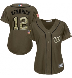 Women's Majestic Washington Nationals #12 Howie Kendrick Authentic Green Salute to Service MLB Jersey