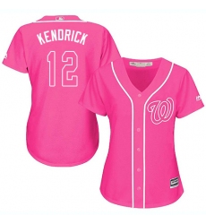 Women's Majestic Washington Nationals #12 Howie Kendrick Authentic Pink Fashion Cool Base MLB Jersey