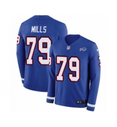 Men's Nike Buffalo Bills #79 Jordan Mills Limited Royal Blue Therma Long Sleeve NFL Jersey