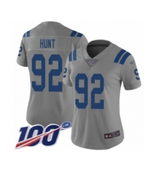 Women's Indianapolis Colts #92 Margus Hunt Limited Gray Inverted Legend 100th Season Football Jersey