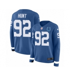 Women's Nike Indianapolis Colts #92 Margus Hunt Limited Blue Therma Long Sleeve NFL Jersey
