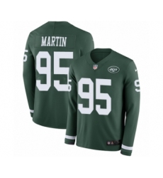 Men's Nike New York Jets #95 Josh Martin Limited Green Therma Long Sleeve NFL Jersey