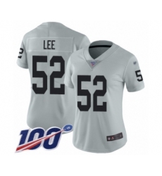 Women's Oakland Raiders #52 Marquel Lee Limited Silver Inverted Legend 100th Season Football Jersey