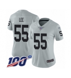 Women's Oakland Raiders #55 Marquel Lee Limited Silver Inverted Legend 100th Season Football Jersey