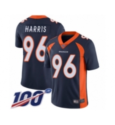 Men's Denver Broncos #96 Shelby Harris Navy Blue Alternate Vapor Untouchable Limited Player 100th Season Football Jersey