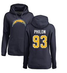 NFL Women's Nike Los Angeles Chargers #93 Darius Philon Navy Blue Name & Number Logo Pullover Hoodie