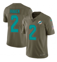 Youth Nike Miami Dolphins #2 Matt Haack Limited Olive 2017 Salute to Service NFL Jersey