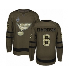 Youth St. Louis Blues #6 Joel Edmundson Premier Green Salute to Service 2019 Stanley Cup Final Bound Hockey Jersey