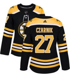 Women's Adidas Boston Bruins #27 Austin Czarnik Premier Black Home NHL Jersey