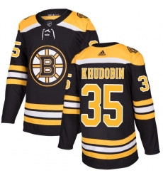 Youth Adidas Boston Bruins #35 Anton Khudobin Authentic Black Home NHL Jersey
