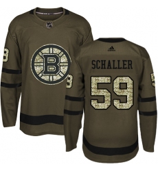 Men's Adidas Boston Bruins #59 Tim Schaller Authentic Green Salute to Service NHL Jersey