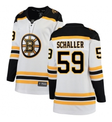 Women's Boston Bruins #59 Tim Schaller Authentic White Away Fanatics Branded Breakaway NHL Jersey
