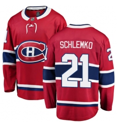 Youth Montreal Canadiens #21 David Schlemko Authentic Red Home Fanatics Branded Breakaway NHL Jersey