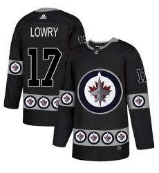 Men's Adidas Winnipeg Jets #17 Adam Lowry Authentic Black Team Logo Fashion NHL Jersey