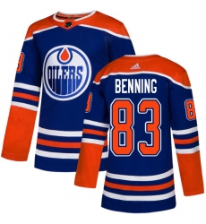 Men's Adidas Edmonton Oilers #83 Matt Benning Premier Royal Blue Alternate NHL Jersey