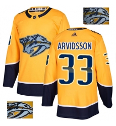 Men's Adidas Nashville Predators #33 Viktor Arvidsson Authentic Gold Fashion Gold NHL Jersey