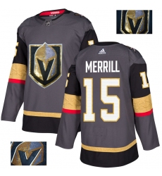 Men's Adidas Vegas Golden Knights #15 Jon Merrill Authentic Gray Fashion Gold NHL Jersey
