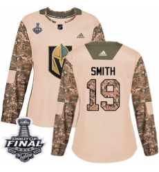 Women's Adidas Vegas Golden Knights #19 Reilly Smith Authentic Camo Veterans Day Practice 2018 Stanley Cup Final NHL Jersey