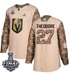 Youth Adidas Vegas Golden Knights #27 Shea Theodore Authentic Camo Veterans Day Practice 2018 Stanley Cup Final NHL Jersey