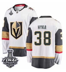 Men's Vegas Golden Knights #38 Tomas Hyka Authentic White Away Fanatics Branded Breakaway 2018 Stanley Cup Final NHL Jersey
