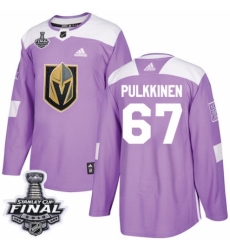 Men's Adidas Vegas Golden Knights #67 Teemu Pulkkinen Authentic Purple Fights Cancer Practice 2018 Stanley Cup Final NHL Jersey