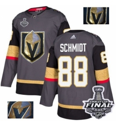 Men's Adidas Vegas Golden Knights #88 Nate Schmidt Authentic Gray Fashion Gold 2018 Stanley Cup Final NHL Jersey