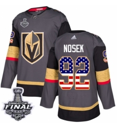 Men's Adidas Vegas Golden Knights #92 Tomas Nosek Authentic Gray USA Flag Fashion 2018 Stanley Cup Final NHL Jersey