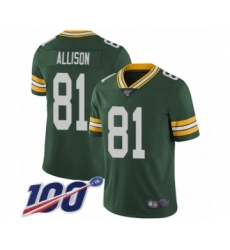 Men's Green Bay Packers #81 Geronimo Allison Green Team Color Vapor Untouchable Limited Player 100th Season Football Jersey