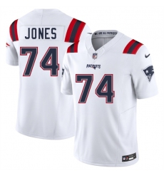 Men's New England Patriots #74 Caleb Jones White 2025 F.U.S.E. Vapor Limited Football Stitched Jersey