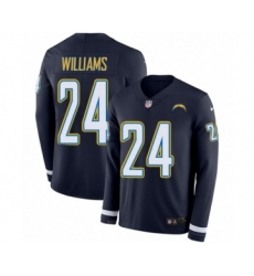 Youth Nike Los Angeles Chargers #24 Trevor Williams Limited Navy Blue Therma Long Sleeve NFL Jersey