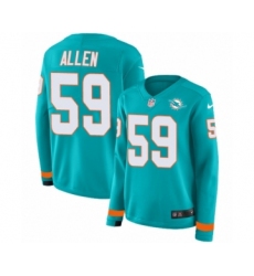 Women's Nike Miami Dolphins #59 Chase Allen Limited Aqua Therma Long Sleeve NFL Jersey