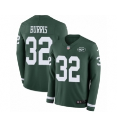 Youth Nike New York Jets #32 Juston Burris Limited Green Therma Long Sleeve NFL Jersey