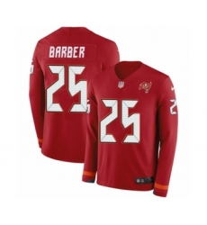 Men's Nike Tampa Bay Buccaneers #25 Peyton Barber Limited Red Therma Long Sleeve NFL Jersey
