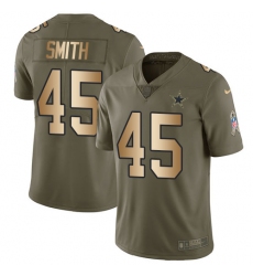 Men's Nike Dallas Cowboys #45 Rod Smith Limited Olive/Gold 2017 Salute to Service NFL Jersey