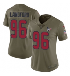 Women's Nike Houston Texans #96 Kendall Langford Limited Olive 2017 Salute to Service NFL Jersey