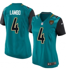 Women's Nike Jacksonville Jaguars #4 Josh Lambo Game Teal Green Team Color NFL Jersey