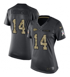 Women's Nike Kansas City Chiefs #14 Demarcus Robinson Limited Black 2016 Salute to Service NFL Jersey