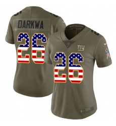 Women's Nike New York Giants #26 Orleans Darkwa Limited Olive/USA Flag 2017 Salute to Service NFL Jersey
