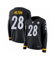 Women's Nike Pittsburgh Steelers #28 Mike Hilton Limited Black Therma Long Sleeve NFL Jersey