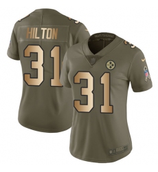 Women's Nike Pittsburgh Steelers #31 Mike Hilton Limited Olive/Gold 2017 Salute to Service NFL Jersey
