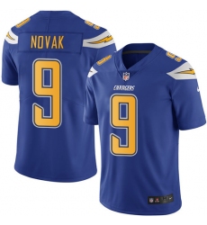 Men's Nike Los Angeles Chargers #9 Nick Novak Limited Electric Blue Rush Vapor Untouchable NFL Jersey