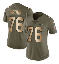 Women's Nike Seattle Seahawks #76 Duane Brown Limited Olive/Gold 2017 Salute to Service NFL Jersey