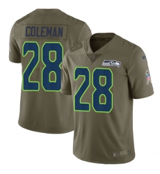 Men's Nike Seattle Seahawks #28 Justin Coleman Limited Olive 2017 Salute to Service NFL Jersey