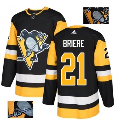 Men's Adidas Pittsburgh Penguins #21 Michel Briere Authentic Black Fashion Gold NHL Jersey