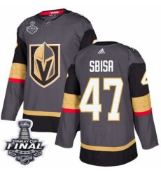 Youth Adidas Vegas Golden Knights #47 Luca Sbisa Authentic Gray Home 2018 Stanley Cup Final NHL Jersey